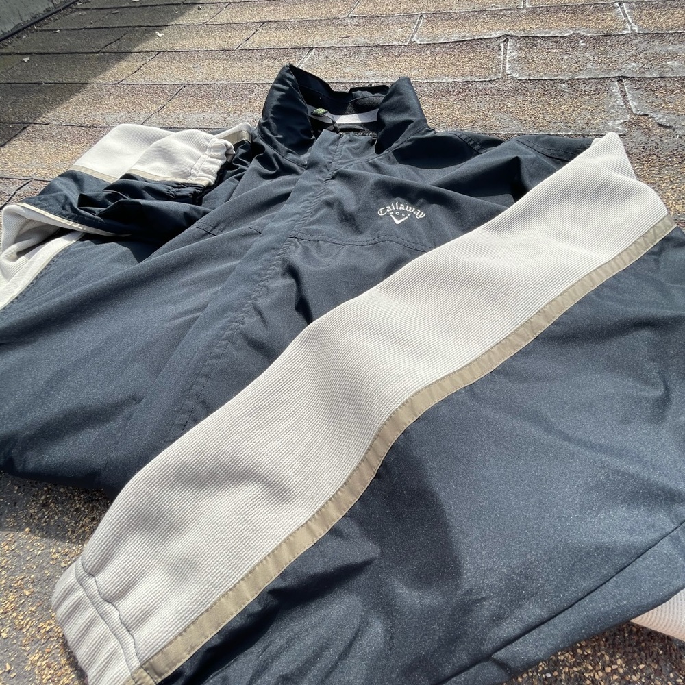 Callaway Windbreaker Size XL Blue w Tan/Cream